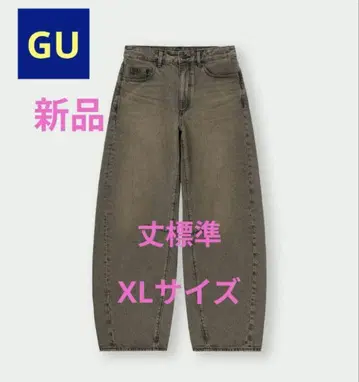 마지막 1착 [새상품] GU 배럴 레그 진 기장 표준 브라운 XL 사이즈