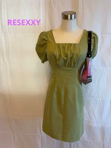 RESE 퍼프 슬리브 미니 원피스 그린