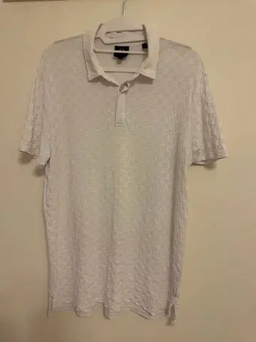 ARMANI EXCHANGE 남성용 피케 셔츠 화이트 L