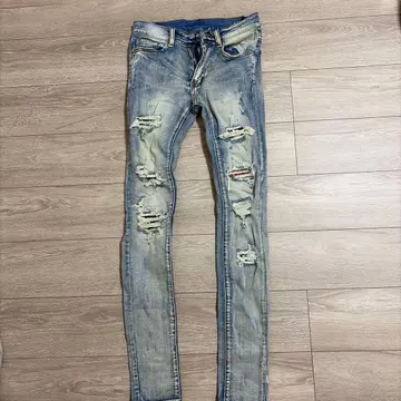 mnml 데미지 가공 스키니 데님 팬츠
