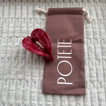 POTETE 리본 하트 클립 레드 복주머니 포함