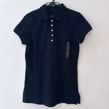 GAP 갭 피케 셔츠 M 블랙 여성용 무지 반팔