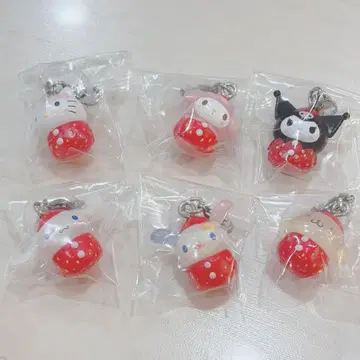 산리오 캐릭터즈 딸기 메지루시 액세서리 전 6종 컴플리트 세트