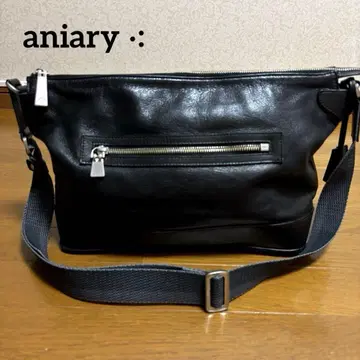 aniary 아니아리 앤티크 가죽 숄더백 천연 가죽 블랙 일본제