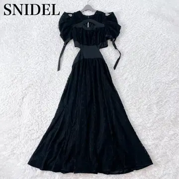 새상품급 SNIDEL 스위칭 데콜테 오픈 원피스 레이스 블랙 M