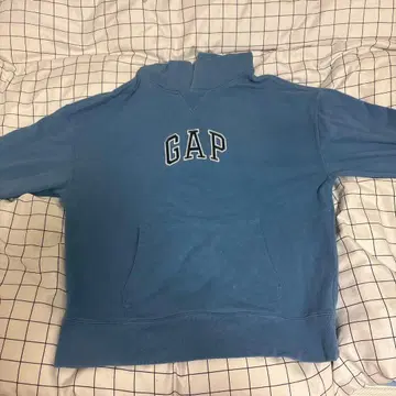 GAP 로고 자수 풀오버 후드티 블루