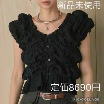 [ 재입고 ] ESICA 에시카 새상품 셔링 블라우스 블랙