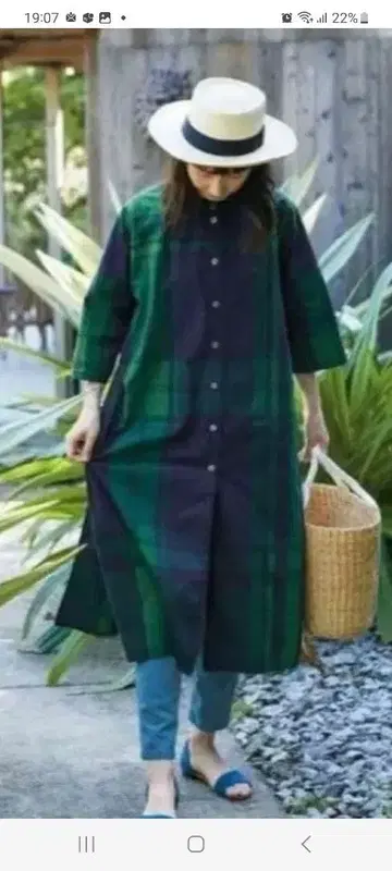체크 무늬 셔츠 튜닉 3L 깨끗함