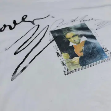 90s USA제 베토벤 니체 아트 T셔츠 Hanes XL 화이트