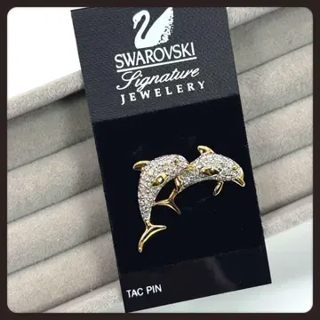 극미품 SWAROVSKI 스와로브스키 핀 브로치 브로치 돌고래