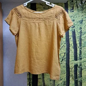SPICK&SPAN 린넨 100% 핀턱 블라우스 머스타드