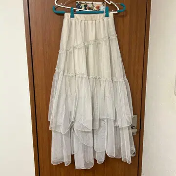 clear 튤 티어드 롱 스커트 아이보리