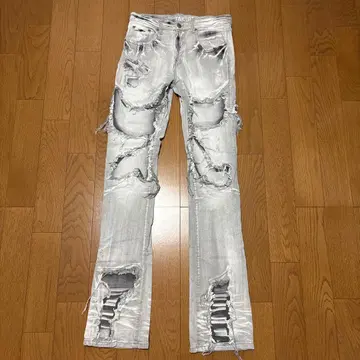 데미지 가공 데님 팬츠 그레이 32 x 38