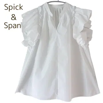Spick & Span 플레어 슬리브 스키퍼 블라우스 상의 화이트 프리