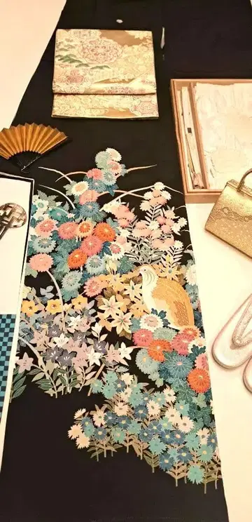 새상품급 유명 작가 손그림 유젠 블랙 블랙 토메소데 히요쿠 시타테 5개 문양 풀세트