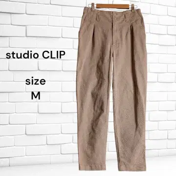 studio CLIP 테이퍼드 팬츠 M 베이지 허리밴딩 데님풍