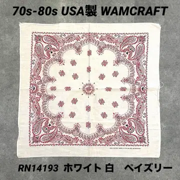 70s USA 반다나 WAMCRAFT 페이즐리 화이트 RN14193