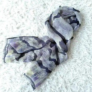ETRO 에트로 실크 100% 올 패턴 스카프 스톨 이탈리아제 퍼플