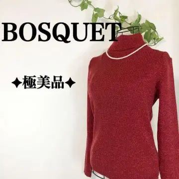 극미품 BOSQUET 보스케 니트 터틀넥 광택사 빨간색