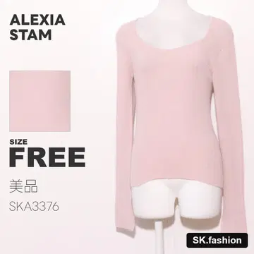새상품급 ALEXIA STAM 상의 니트 긴팔 리브 얇은 소재 와이드 넥