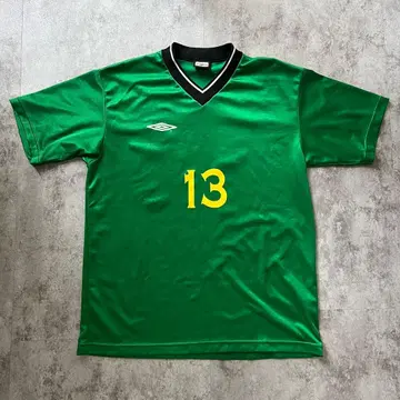 90s 데상트제 엄브로 일본제 게임 셔츠 반팔 축구 셔츠 그린 13