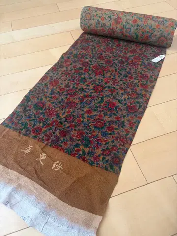 순수 실크 코몬 옷감 미재단 꽃무늬 올 패턴 기모노 원단 사라사 핸드메이드 리메이크