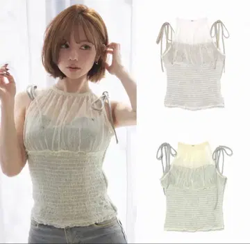 andmary Paula 레이시 시폰 탑