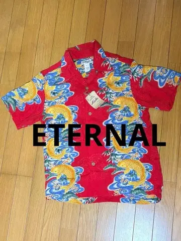 ETERNAL 알로하 셔츠 잉어 패턴 레드 일본풍 패턴 일본 빨간색 셔츠 이터널