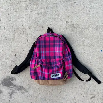 00s OUTDOOR 백팩 체크 무늬 y2k 출퇴근 통학
