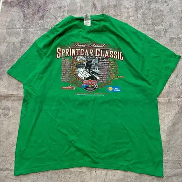 00's vintage 레어 T셔츠 그린 2XL 프린트 기념T