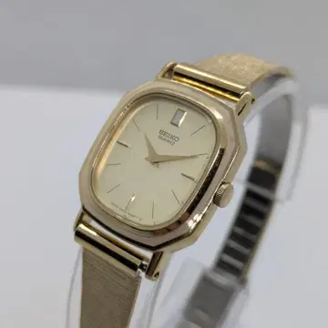 가동 새상품 배터리 SEIKO 세이코 쿼츠 손목시계 골드 각형 2320