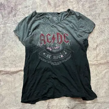 00's 빈티지 AC/DC 티셔츠 그래픽 프린트 블랙
