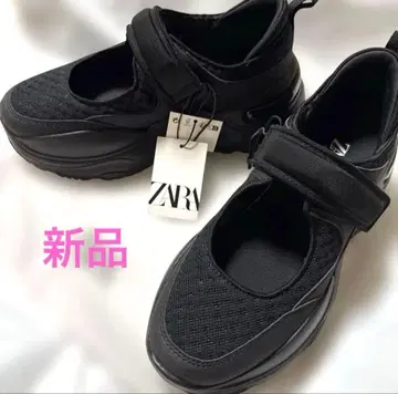 새상품*ZARA 자라 통굽 메리 제인 플랫 스니커즈 블랙 24.5cm