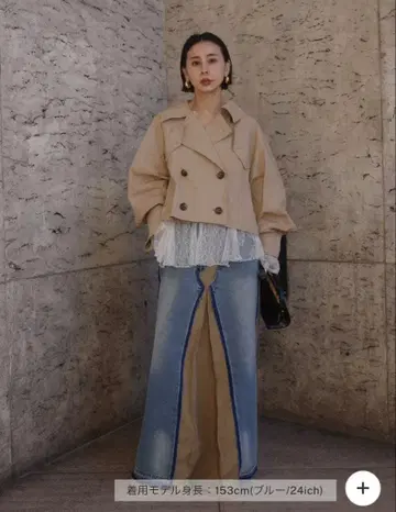 [Ameri Vintage] REMAKE DENIM CHINO SKIRT