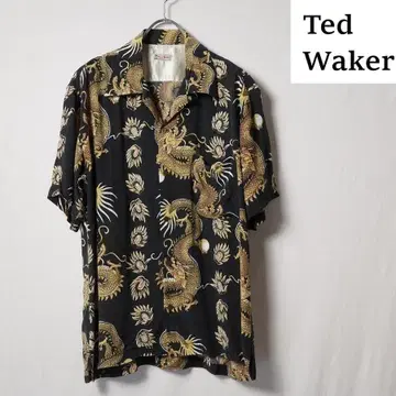Ted Walker 드래곤 패턴 하와이안 셔츠 블랙 M