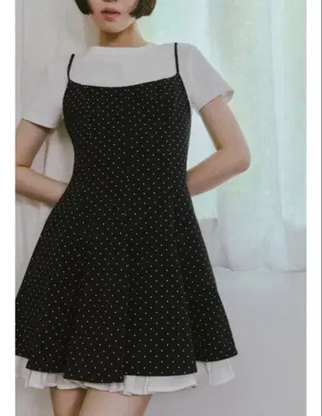 ZARA 도트 무늬 콤비 원피스