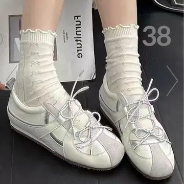 HALEY PESCA/(W) 레이스업 발레 슈즈 스니커즈 화이트 23.5