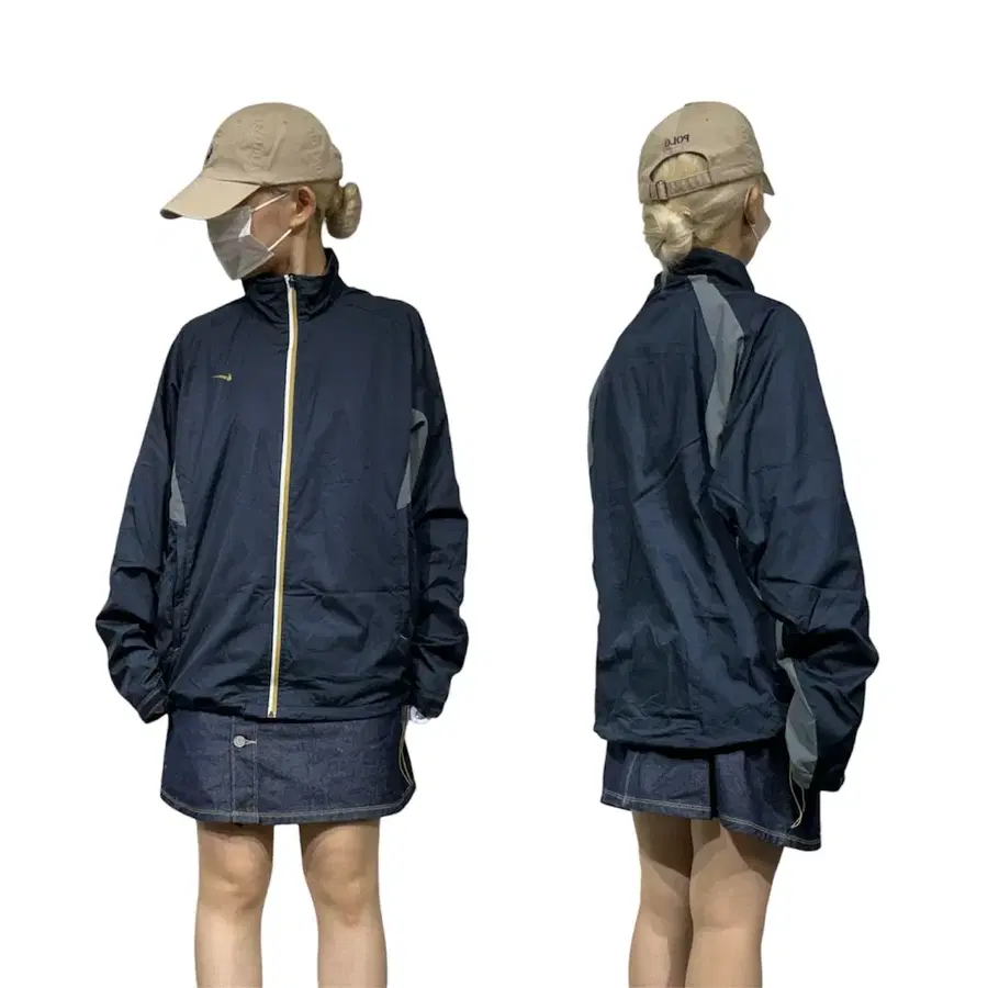 나이키 네이비 올드스쿨 사이드 라인 바람막이 트랙 자켓 L