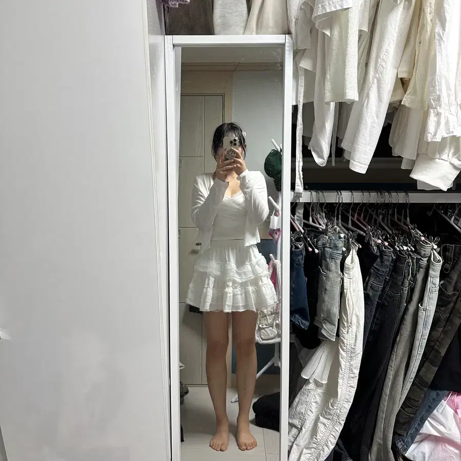 화이트 캉캉 레이스 스커트