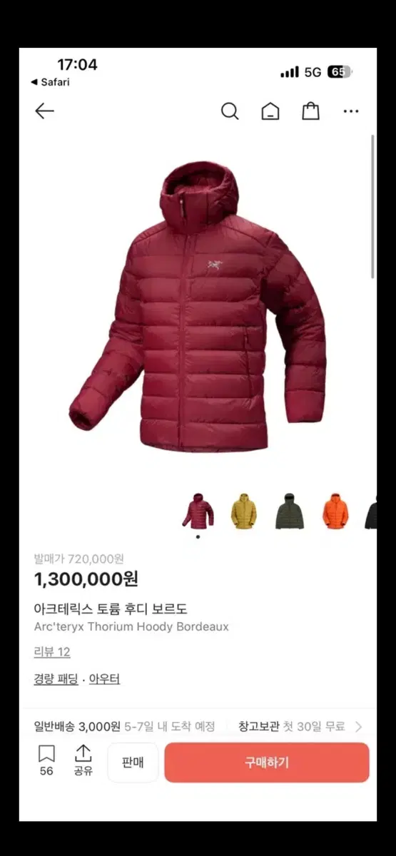 아크테릭스 토륨후디 보르도