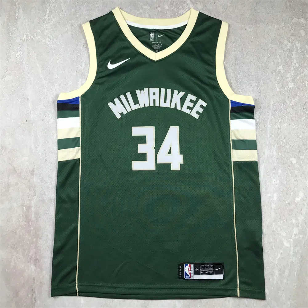 NBA 농구복 열압력판 벅스34호 레터링형 그린S-XXL
