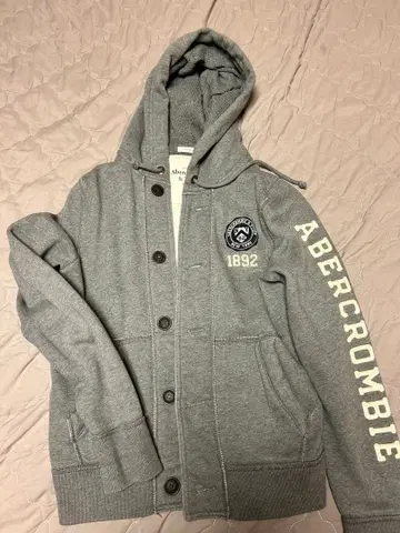 Abercrombie & Fitch 후드티 그레이 S 속기모 버튼