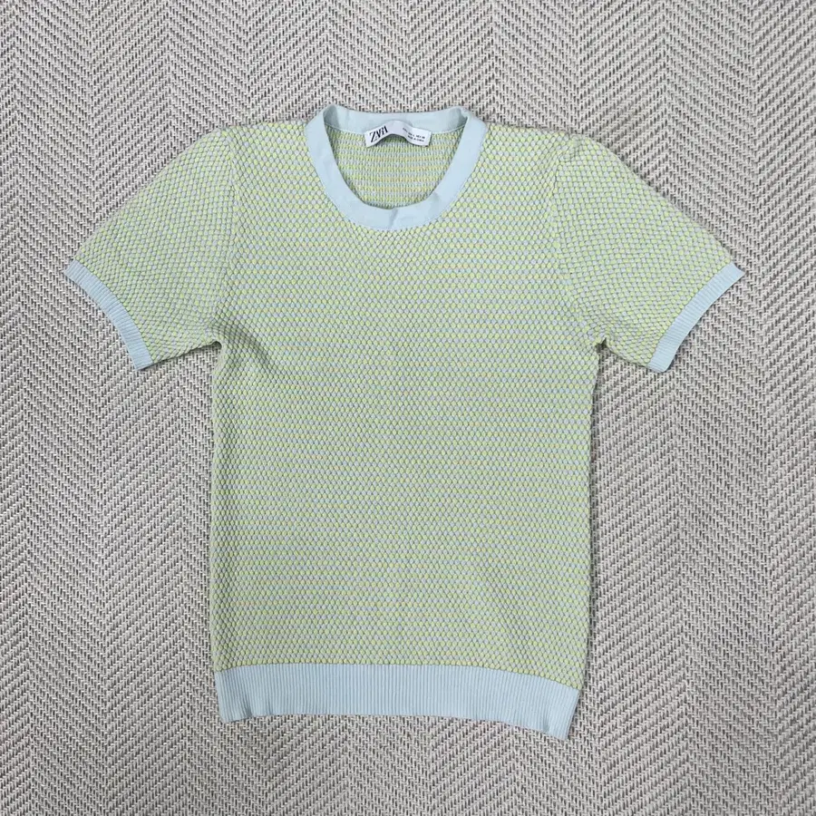 자라 ZARA 여성 자카드 반팔 니트 L