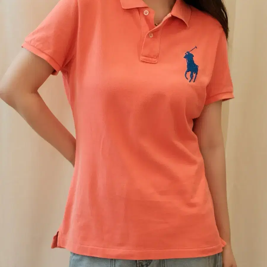 폴로 빅포니 스키니폴로 pk 카라티 반팔 코랄핑크