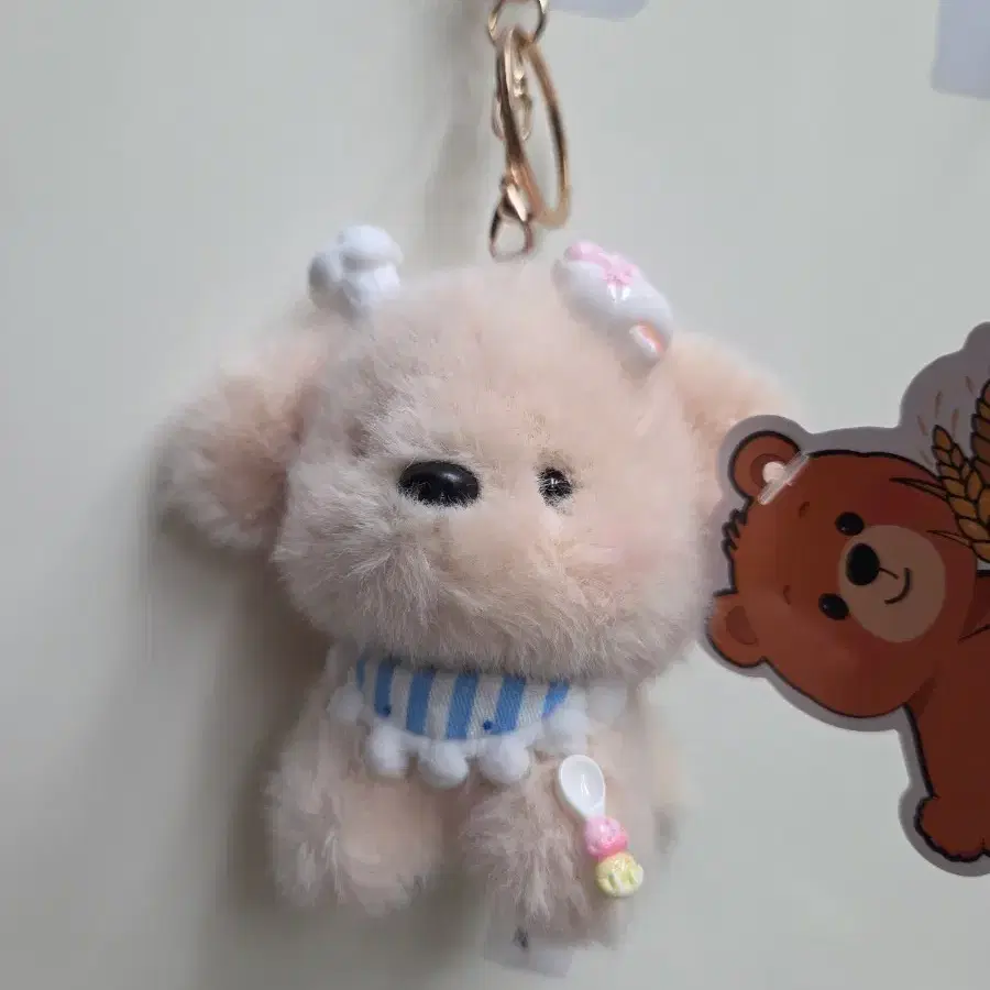 복슬복슬 강아지 키링 스트랩 요리사 모자