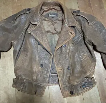 Wind Armor 가죽 더블 라이더스 자켓 브라운