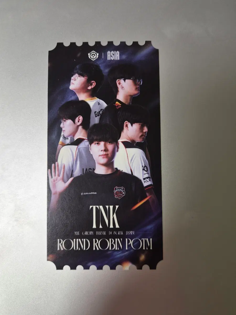 OWCS 옵챔스 탱커 POTM(맥스, 쟈스민, 동학, 베르나르, 구름) 오리지널 티켓