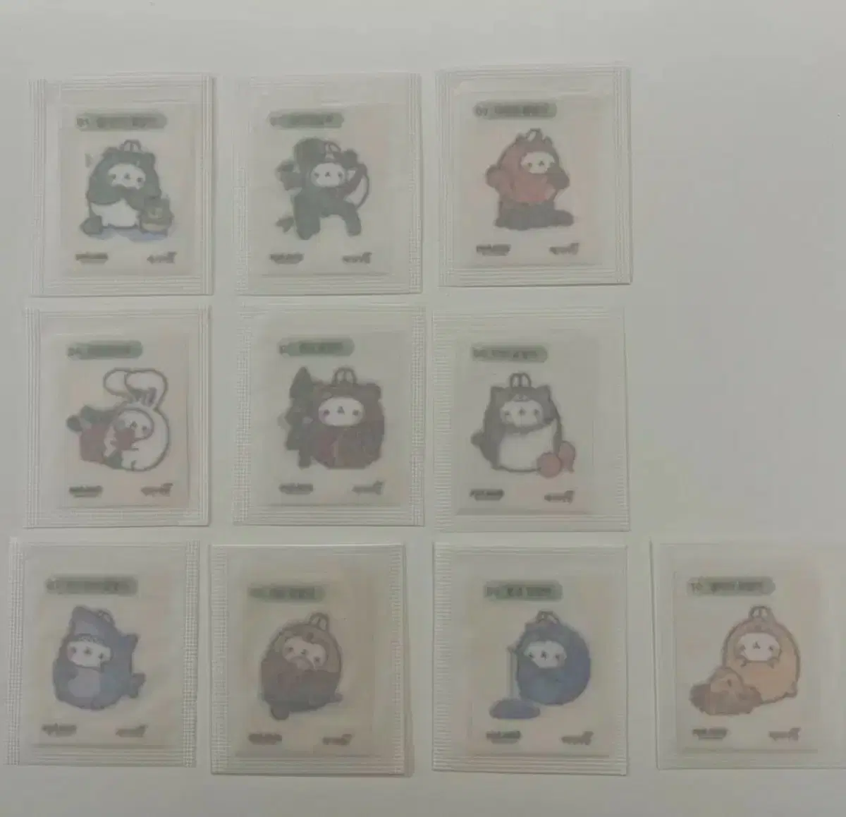 예지미인 동물 몰랑이 띠부씰 10종 완성본