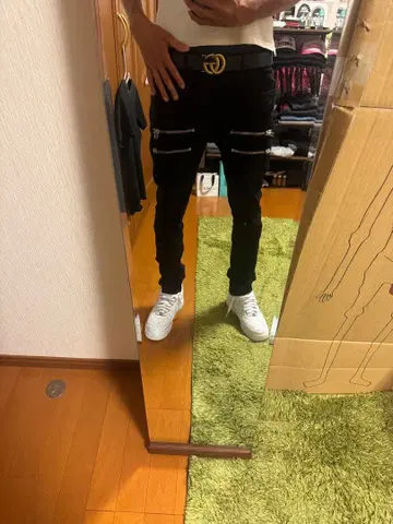 블랙 swag 지퍼 디자인 팬츠