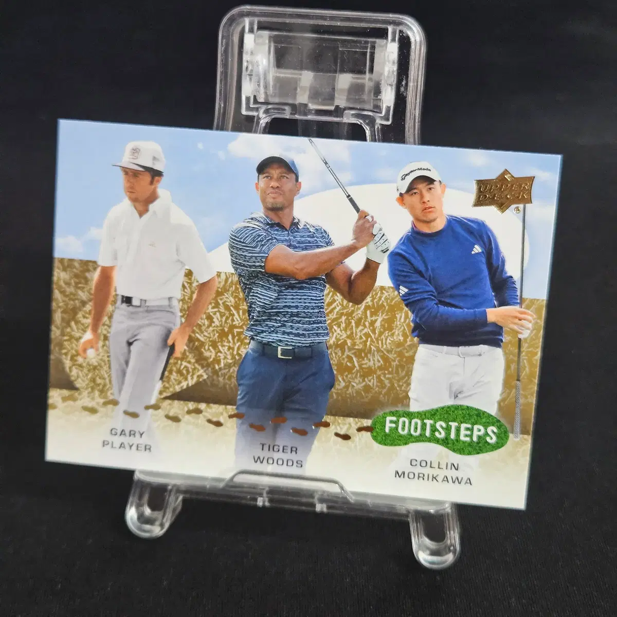 2024 Upper Deck Golf Footsteps #F-1 Gary Player Tiger Woods Collin Morikawa card